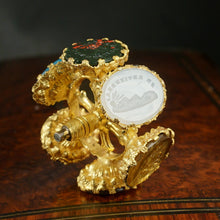 Load image into Gallery viewer, Antique French Wax Seal Wheel Gilt Ormolu Multiple Stone Intaglios Letter Desk Stamp
