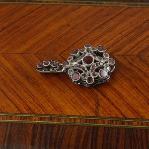 Antique Victorian French Silver Garnet Stones Pendant Photo Locket