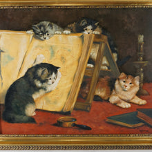 Load image into Gallery viewer, Portrait of Playful Kittens, Cats, Signed Gabor Kettinger Animal Genre Still Life Painting, Budapest Hungary
