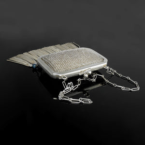Art Deco German Sterling Silver Theodor Fahrner Chain Mail Mesh Purse Lapis Bead