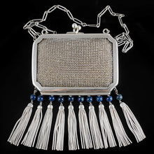 Load image into Gallery viewer, Art Deco German Sterling Silver Theodor Fahrner Chain Mail Mesh Purse Lapis Bead
