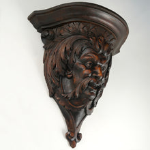 Load image into Gallery viewer, Antique Hand Carved Wood Sculpture Wall Mount Shelf Bracket, Mythological Figure
