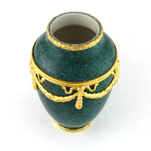 French Paul Milet for Sevres Porcelain Cabinet Vase, Malachite Green, Empire Style Gilt Bronze Mounts