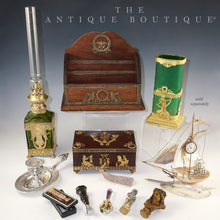 Load image into Gallery viewer, The Antique Boutique French decorative arts art glass gilt bronze ormolu wax seals jewerly box Legras vase oil lamp
