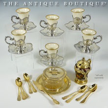 Load image into Gallery viewer, Antique French Sterling Silver Gilt Vermeil Demitasse Spoons Set, Moka, Espresso, Coffee

