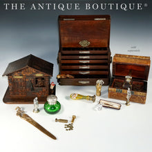Load image into Gallery viewer, Antique French Trompe l’Oeil Books Liquor Caddy Tantalus Box, Decanter Shot Glasses Mini Bar
