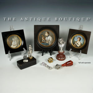 Antique Sterling Silver & Gold Wax Seal Desk Stamp Carnelian Agate Stone Handle Figural Dog Heads & Putti
