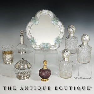 Antique German Hanau Silver Weinranck & Schmidt Cut Crystal Vanity Perfume Bottle, Art Nouveau Repousse