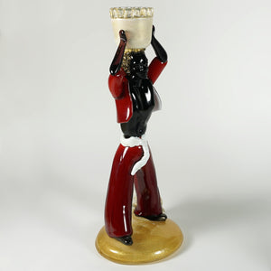 Italian Venetian Murano Glass Sculpture Figure Candleholder, IVR Mazzega, Red, Lattimo & Gold Aventurine Flecks