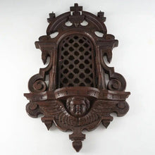 Load image into Gallery viewer, Antique 19thc Carved Wood Religious Altar Niche Wall Hanging, Lattice Door Front
