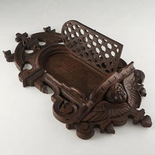Load image into Gallery viewer, Antique 19thc Carved Wood Religious Altar Niche Wall Hanging, Lattice Door Front
