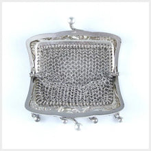 Load image into Gallery viewer, Antique French .800 Silver Chain Mail Mesh Lady&#39;s Chatelaine Purse, Figural Lizard Handle
