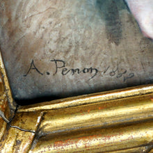 Load image into Gallery viewer, Antique French Limoges Enamel Copper Jesus Portrait Religious Plaque Gilt Frame
