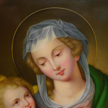 Load image into Gallery viewer, Antique German Porcelain Plaque Hand Painted Madonna &amp; Child Religious Scene Miniature Portrait
