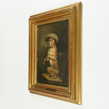 Load image into Gallery viewer, Antique German Portrait of a Dog Smoking a Pipe Oil Painting Albert WAGNER (1816-1867)
