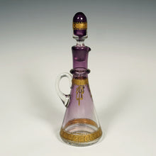Load image into Gallery viewer, Antique Bohemian Purple Glass Raised Gold Enamel Liquor Service, Decanter &amp; Cordial Glasses Set
