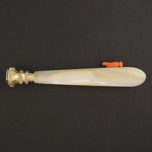 Load image into Gallery viewer, Antique French .800 Silver Wax Seal, Carved Coral &amp; Mother of Pearl Handle, Original Box
