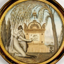 Load image into Gallery viewer, Antique Napoleon III era French Mourning Hair Art Memento Sentimental Miniature Portrait, Tomb, Weeping Willow, Daughter &amp; Father
