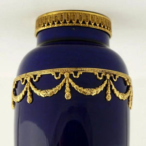 Antique French Sevres Porcelain Paul Milet Cabinet Vase Cobalt Blue Empire Style Gilt Bronze Ormolu Mounts