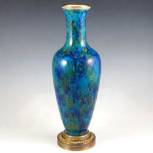 Load image into Gallery viewer, Antique French Sevres Porcelain Paul Milet Gilt Bronze Baluster Vase Blue Flambe Glaze
