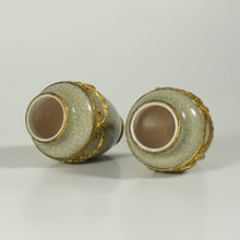 Load image into Gallery viewer, Pair Antique French Sevres Paul Milet Cabinet Ceramic Vases, Gilt Bronze Ormolu Mounts

