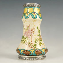 Load image into Gallery viewer, Art Nouveau French Silver Mounted Paul Milet Sevres Ceramic Vase Gold Leaf Foil
