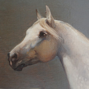 Horse Portrait Polish Oil Painting Artist Equestrian Thoroughbred in a Stable