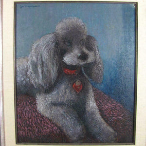 Geo Mommaerts Portrait of a Poodle Dog, Belgian Artist Impressionist Oil Painting, Dated