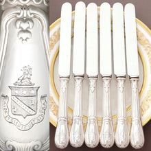 Load image into Gallery viewer, Antique French Sterling Silver Armorial Dinner Knives
