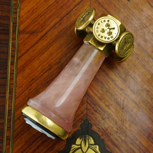 Antique Victorian Wax Seal Wheel Dog Sardonyx Hardstone Cameo Rose Quartz Stone