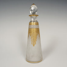 Load image into Gallery viewer, Antique French Saint Louis Acid Etched Glass Perfume Bottle, Empire Nelly Pattern, Gold Gilt Accents
