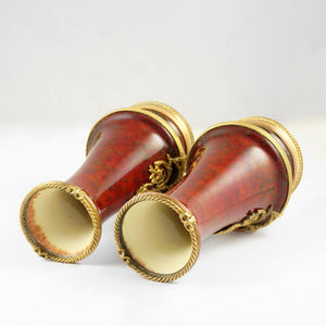 Pair Antique French Optat Milet Sevres Ceramic Vases Ox Blood Sang de Bœuf Red Flambe