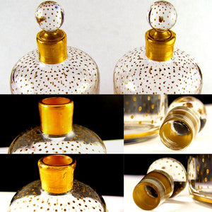 PAIR Antique French Paris Crystal & Gilt Painted Scent, Perfume Bottles SIGNED