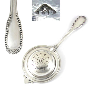 Art Deco French Sterling Silver .950 Tea Strainer, Boxed
