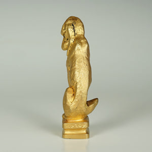 Art Deco French Gilt Bronze Figural Bloodhound Dog Wax Seal Desk Stamp, Signed Leroy