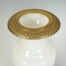 Load image into Gallery viewer, Pair Antique Charles X French Bulle de Savon Opaline Glass Vases Gilt Bronze Ormolu Mounts
